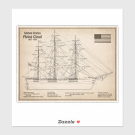 Pegatina Clipper Ship Flying Cloud - Ship Blueprint SD