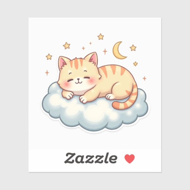 Pegatina Cloud Nap Kitty – Kawaii Lazy Cat Sticker (Hoja)