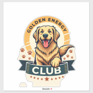Pegatina Club de Energía Dorada Golden Retriever Perro Vint