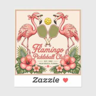 Pegatina Club de Pickleball Flamingo Sticker Vintage Tropic