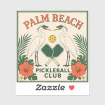 Club de Pickleball Vintage Palm Beach Sticker Retr
