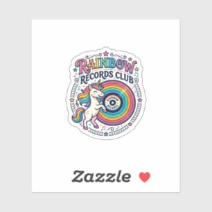 Pegatina Club de Registros de Arcoíris de Unicornio Fondo B