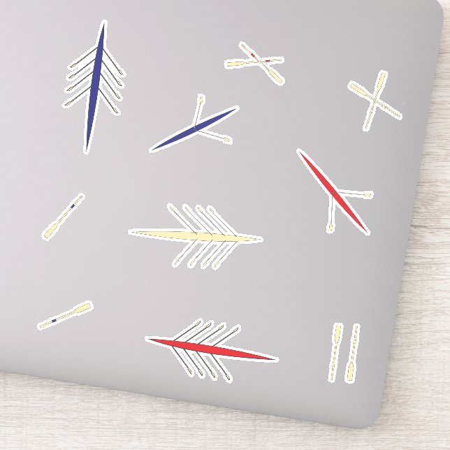 Pegatina Club de Remo Azul Rojo de Barco de Fila (Detalle)