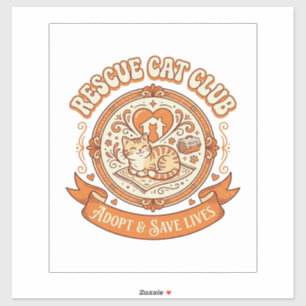 Pegatina Club de Rescate de Gatos Rescate de Gatos Adopción