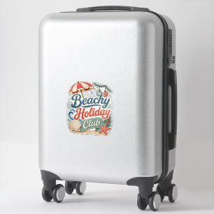 Pegatina Club de Vacaciones Playeras Navidad Costera Retro