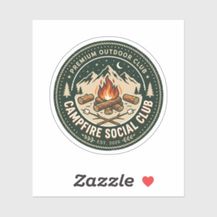 Pegatina Club Social de Fogata Retro Insignia de Montaña al