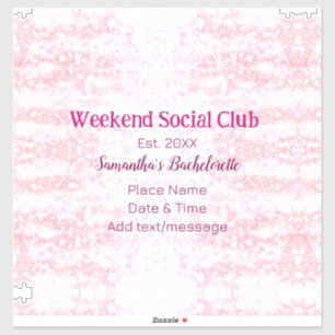 Pegatina club social del fin de semana rosa brillo despedid