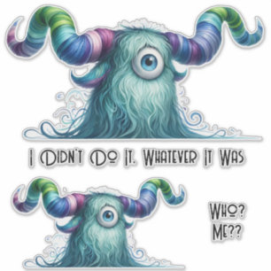 Pegatina Clyde - Monstruo de un solo ojo preocupado (2 jueg