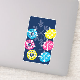 Pegatina CMYK Snowflakes on Blue