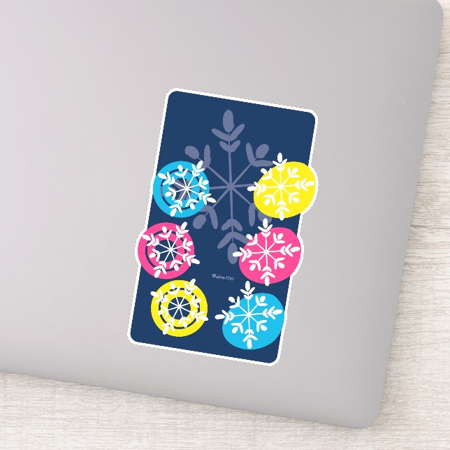 Pegatina CMYK Snowflakes on Blue (Detalle)