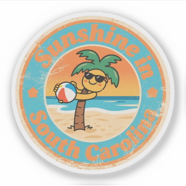 Pegatina Coastal Charm_ South Carolina Palmetto Vintage (Anverso)