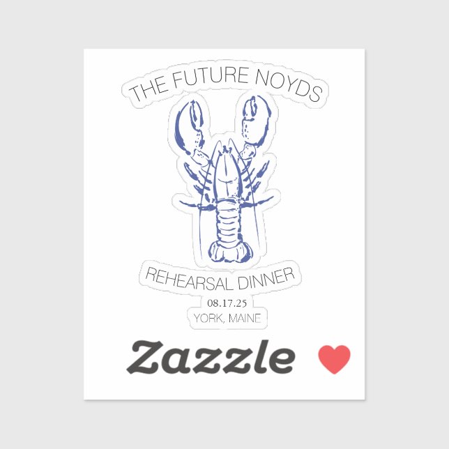 Pegatina Coastal Lobster Wedding Rehearsal Dinner Sticker (Hoja)
