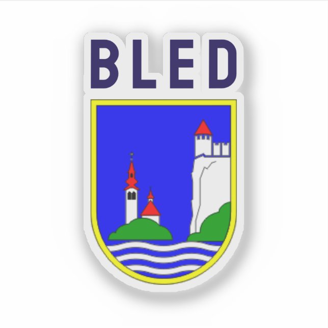 Pegatina Coat of arms of Bled, Slovenia (Anverso)