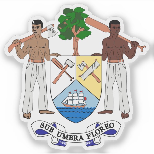 Pegatina Coat of arms of British Honduras-Belize, 1967-1981 (Anverso)