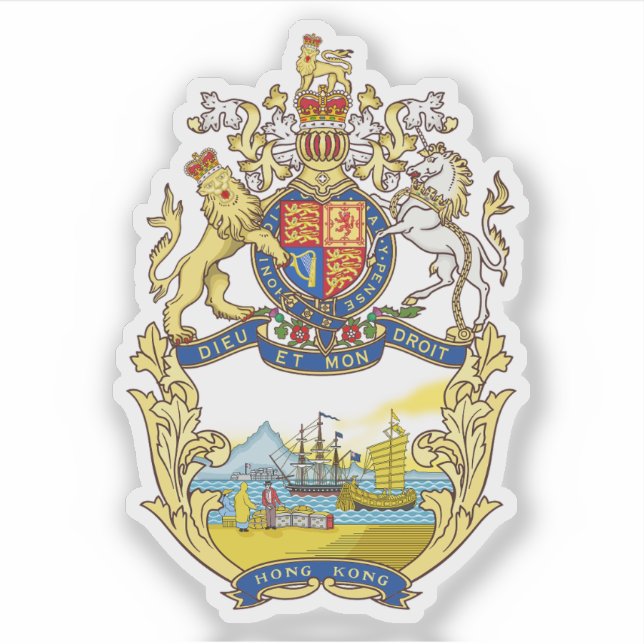 Pegatina Coat of arms of Hong Kong (1843–1959) (Anverso)