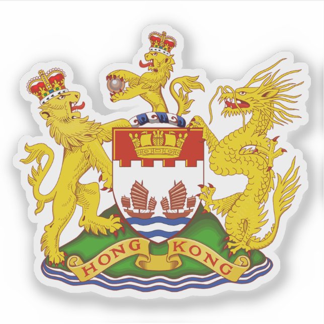 Pegatina Coat of arms of Hong Kong (1959-1997) (Anverso)