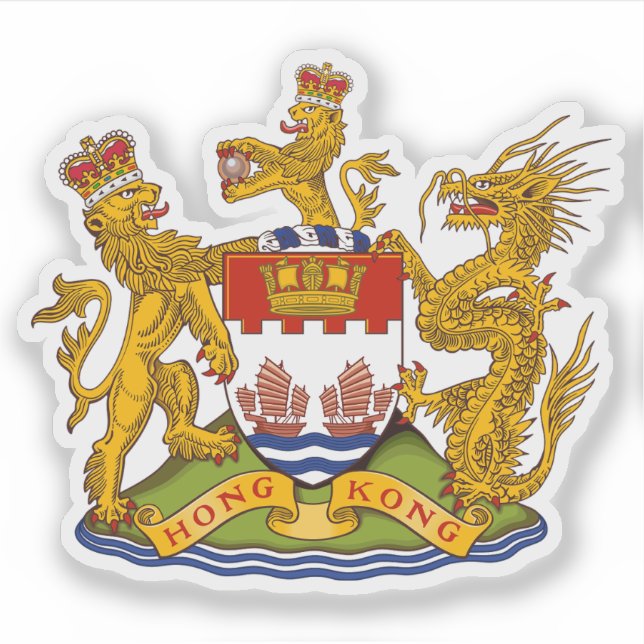 Pegatina Coat of arms of Hong Kong (1995-1997) (Anverso)