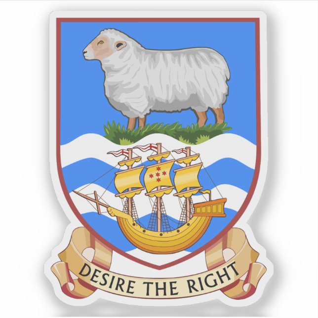 Pegatina Coat of arms of the Falkland Islands flag,Overseas (Anverso)