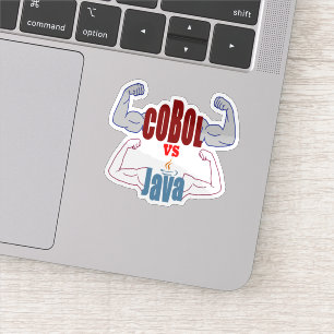 Pegatina Cobol vs Java Lenguajes de Programación Cara a Car