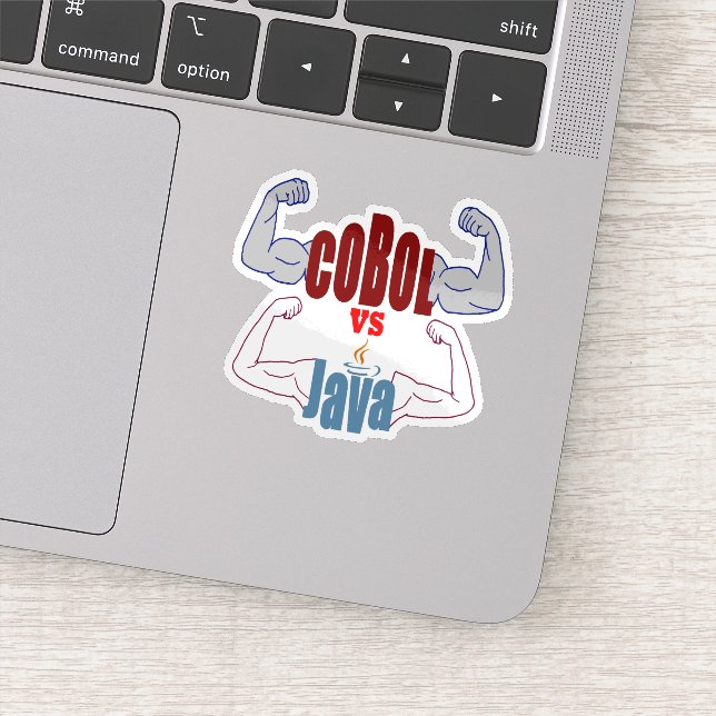 Pegatina Cobol vs Java Lenguajes de Programación Cara a Car (Detalle)