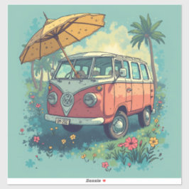 Pegatina Coche de viaje de pareja