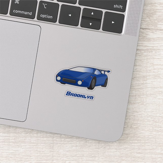 Pegatina Coche deportivo azul con ilustración de alerón (Detalle)