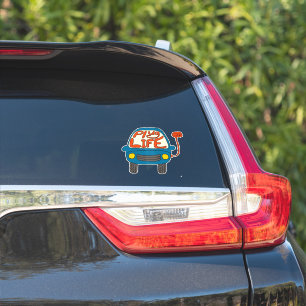 Pegatina Coche eléctrico azul Plug Life Cute