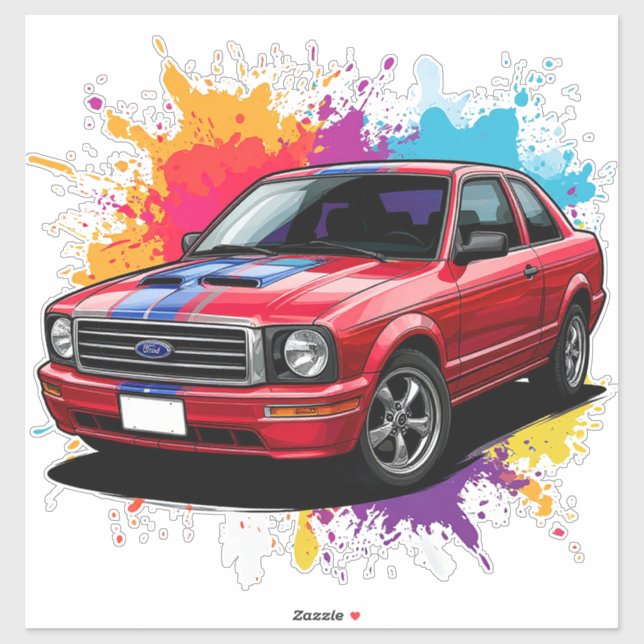 Pegatina Coche muscular rojo vibrante (Hoja)