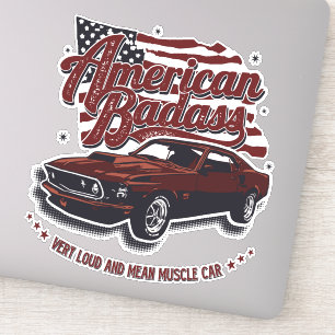 Pegatina Coche Musculoso Malvado Muy Fuerte Americano