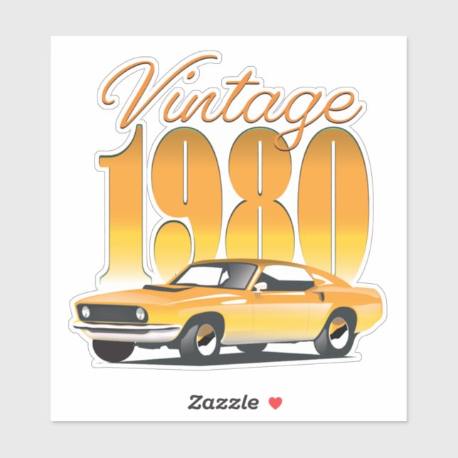 Pegatina Coche retro Vintage 1980 (Hoja)