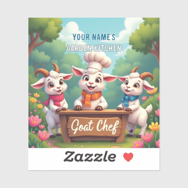 Pegatina Cocina de Personalizado Cute Goat (Hoja)