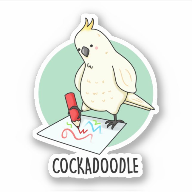Pegatina Cockadoodle Funny Cockatoo Pun (Anverso)
