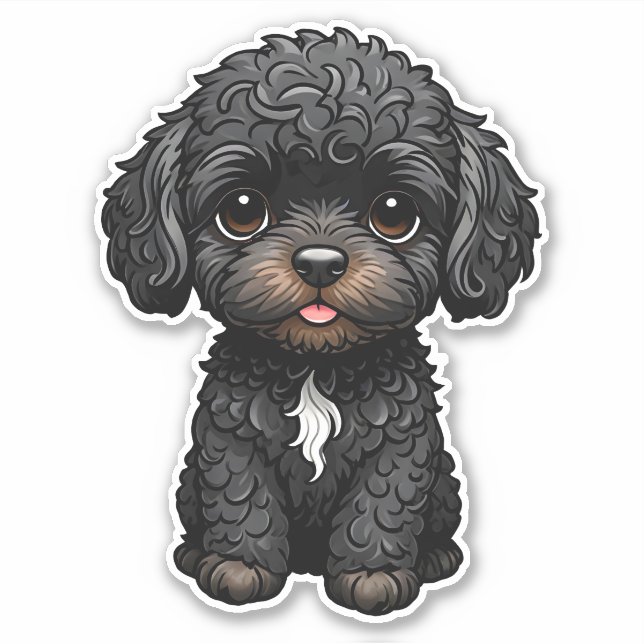 Pegatina Cockapoo negro (Anverso)
