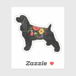 Pegatina Cocker Spaniel Perro Raza Albarda Floral Bohemia