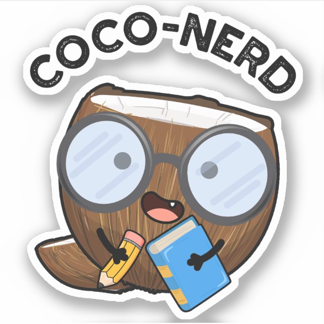 Pegatina Coco-nerd Funny Fruit Coconut Pun (Anverso)