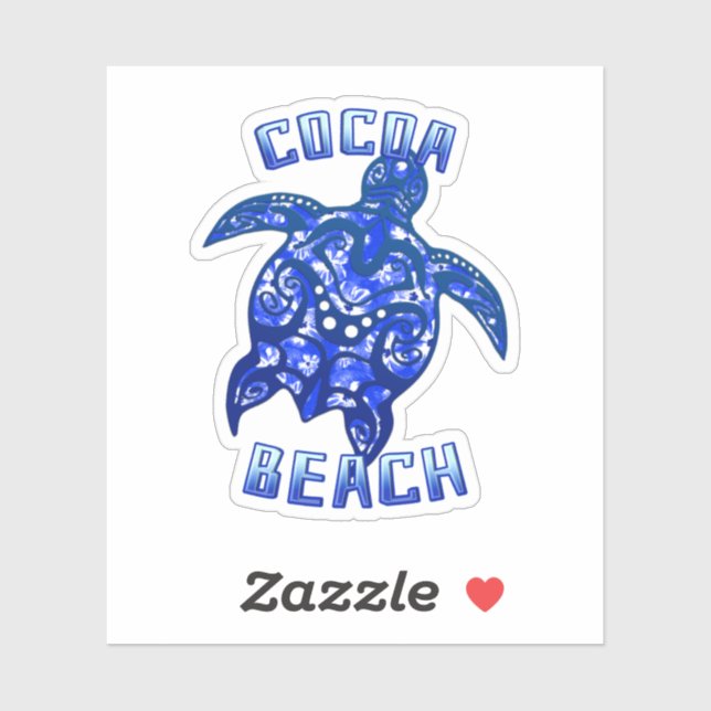 Pegatina Cocoa Beach Florida Vacation Tribal Turtle (Hoja)