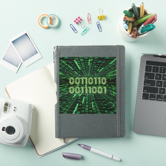 Pegatina Código binario 69 de SlipperyJoe vibrante verde co (Funda para iPad)