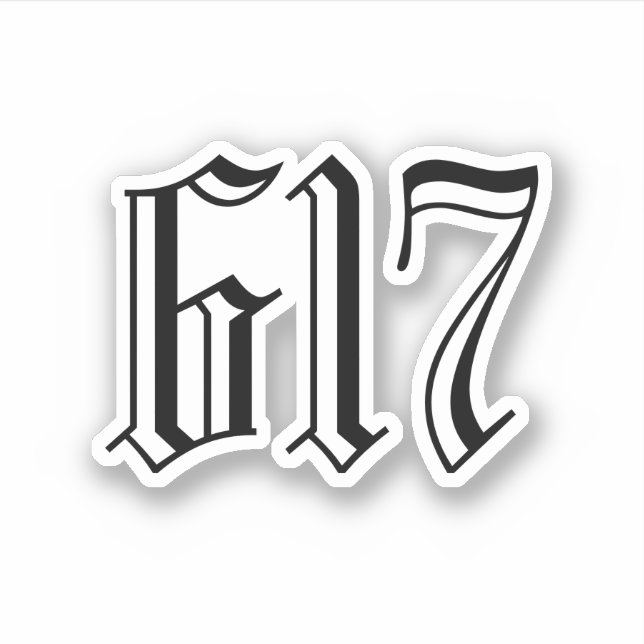 Pegatina Código de área 617 (Boston) (Anverso)