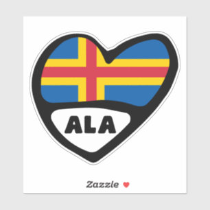 Pegatina Código de país de las Islas Åland Corazón de bande