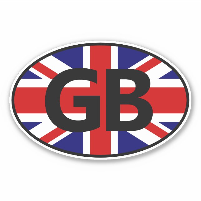 Pegatina código de país GB Union Jack bandera óvalo vinilo (Anverso)