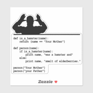Pegatina Código de Python - Tu madre era un hámster