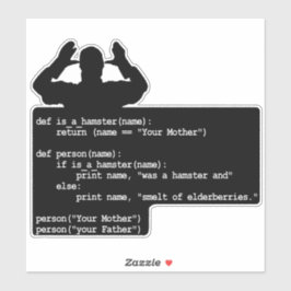 Pegatina Código de Python - Tu madre era un hámster