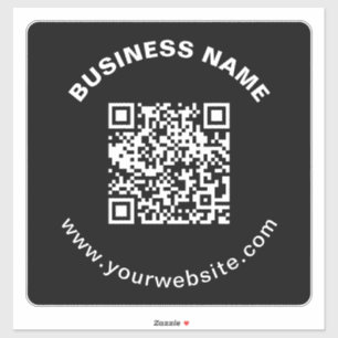 Pegatina Código QR con nombre de empresa en negrita y texto