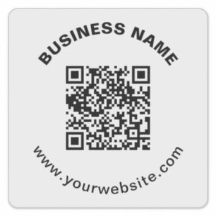 Pegatina Código QR con nombre de empresa texto circular en