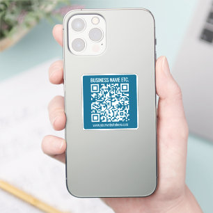 Pegatina Código QR editable Ocean Blue