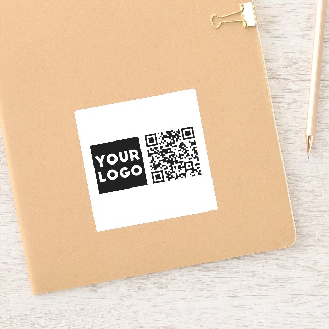 Pegatina Código QR editable y su logotipo comercial o image (Cuaderno)
