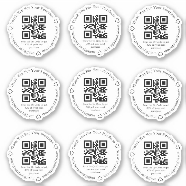 Pegatina código qr elegante descuento para pequeñas empresa (Anverso)