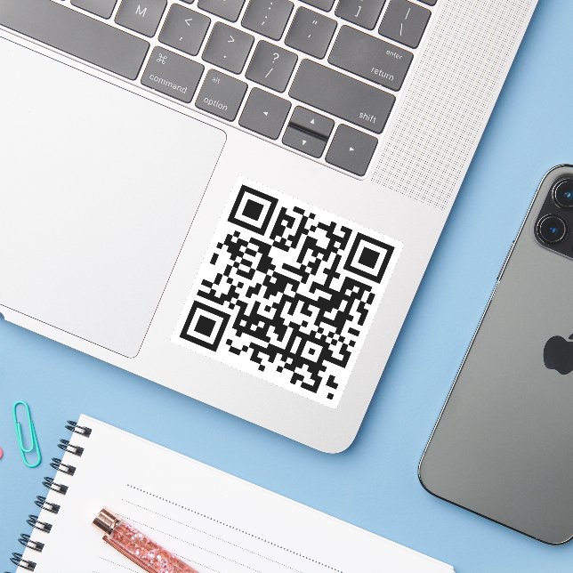 Pegatina Código QR personalizado (Ordenado portátil con iPhone)