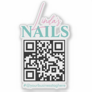 Pegatina Código QR Salón de Uñas Nombre del Negocio Calcoma