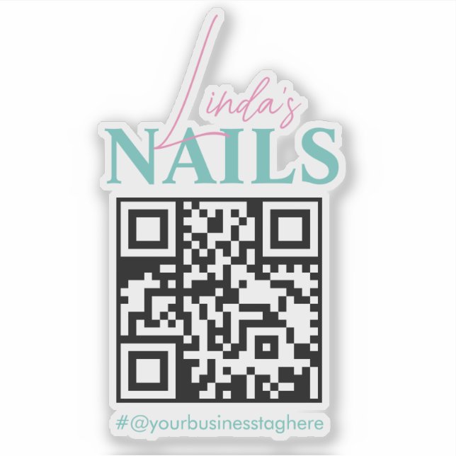 Pegatina Código QR Salón de Uñas Nombre del Negocio Calcoma (Anverso)